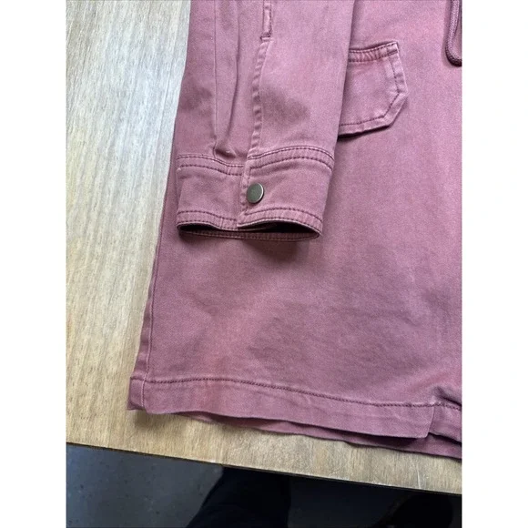 NWT Lucky Brand Jacket Women's XS Maroon Red Hooded Utility Military Stretch - Picture 12 of 16